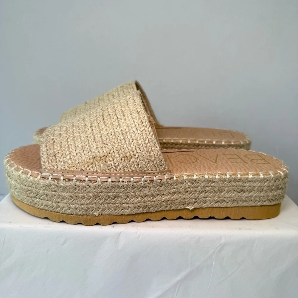 Beach By MATISSE Natural Del Mar Raffia Platform Sandals Size 8